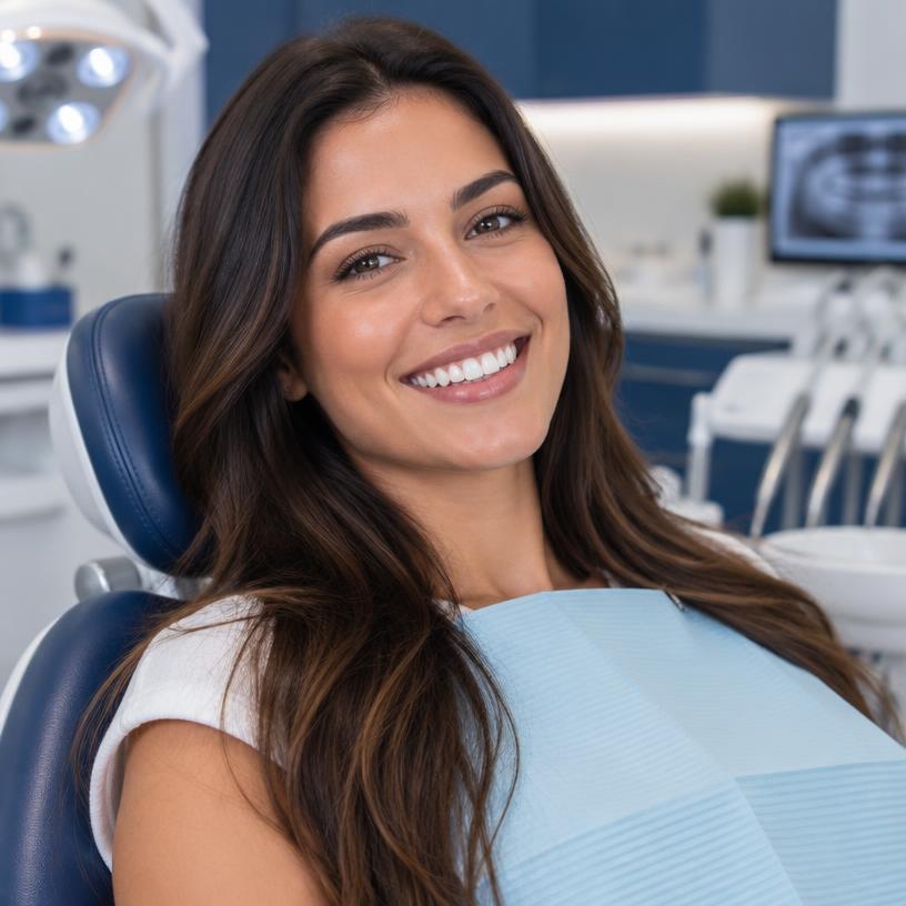Paciente sorrindo após atendimento